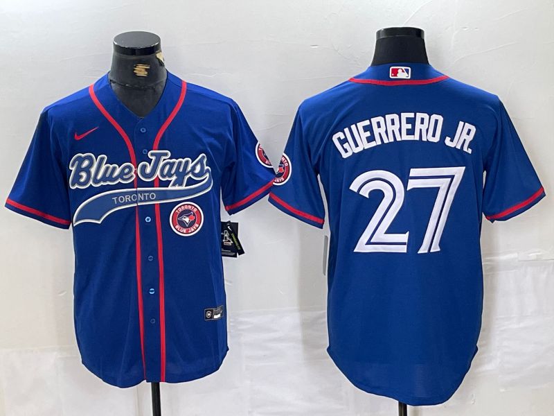 Men Toronto Blue Jays #27 Guerrero jr Blue Jointly 2024 Nike MLB Jersey style 3